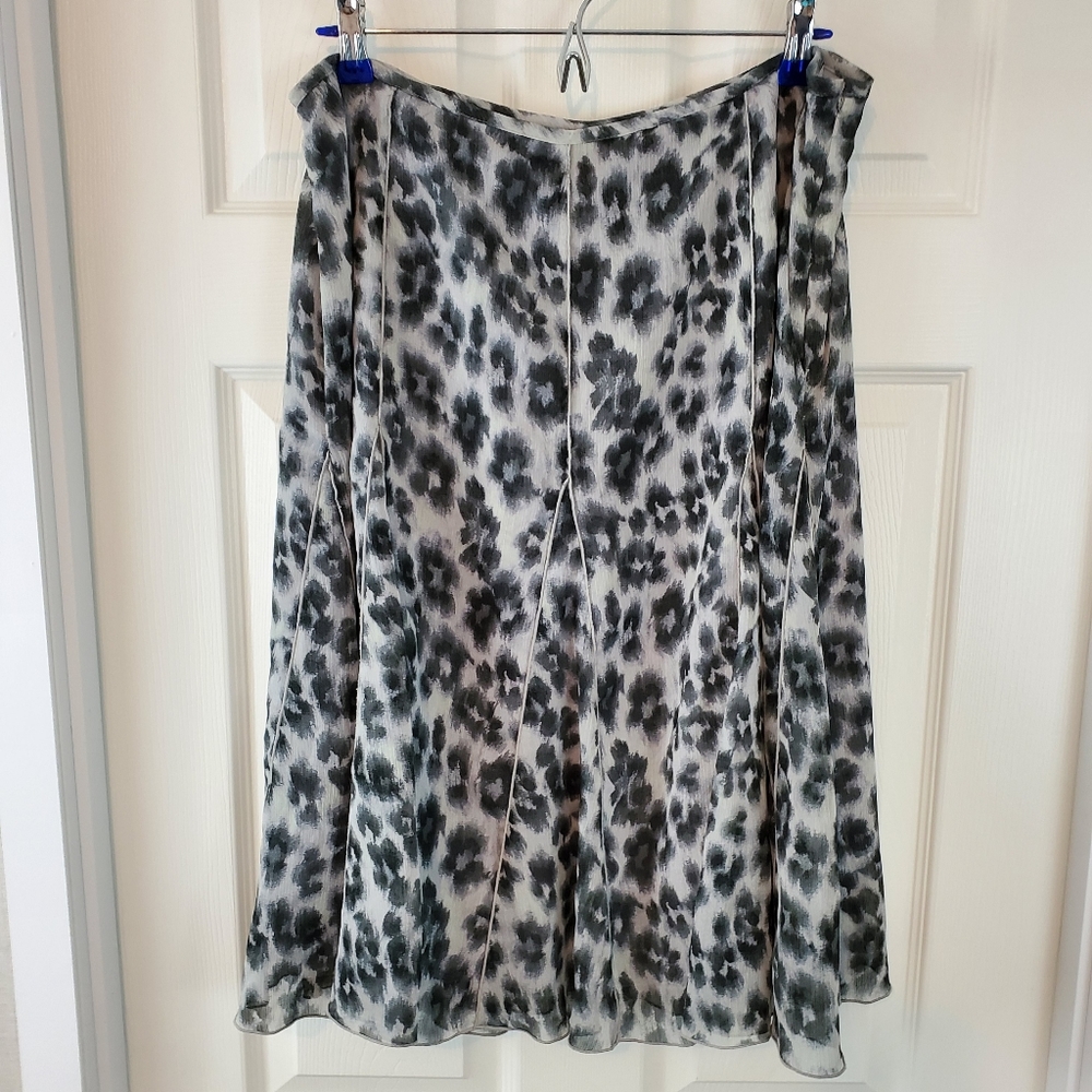 Ruby Rd. Black Grey Animal Print Full Skirt